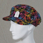 Taxi Cap, Butterfly Print on Black, Size Large
