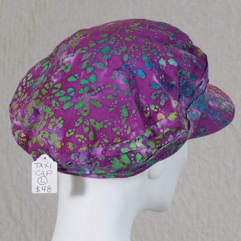Taxi Cap, Purple Batik, Size Large