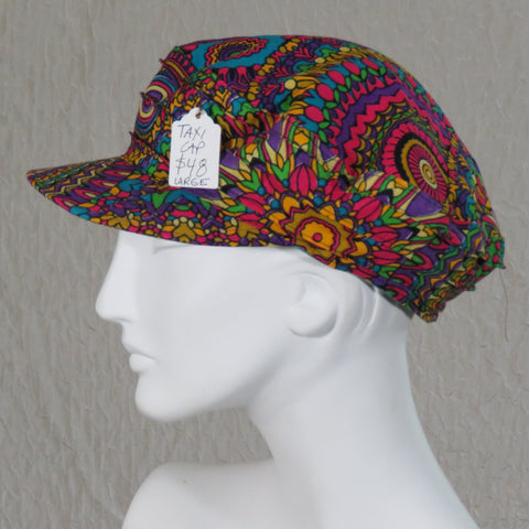 Taxi Cap, Multi-Color Mandala, Size Large