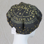 Kabuki Beret, Black and Gold Watermeter Print, Size Medium