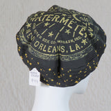 Kabuki Beret, Black and Gold Watermeter Print, Size Medium