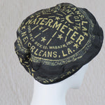 Kabuki Beret, Black and Gold Watermeter Print, Size Large