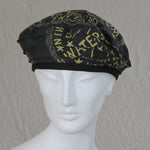 Kabuki Beret, Black and Gold Watermeter Print, Size Large