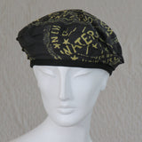 Kabuki Beret, Black and Gold Watermeter Print, Size Large