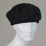 Kabuki Beret, Black with Treble Clef Print, Size Large