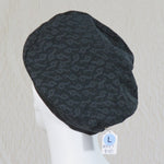 Kabuki Beret, Black with Treble Clef Print, Size Large