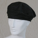Kabuki Beret, Dark Green Batik on Black, Size Small