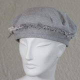 Kabuki Beret, Grey Linen with Frizzle, Size Large