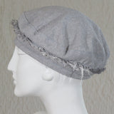 Kabuki Beret, Grey Linen with Frizzle, Size Large