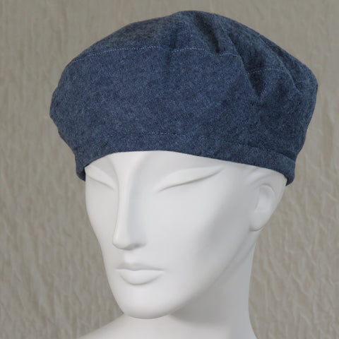 Kabuki Beret, Blue Linen, Size Small