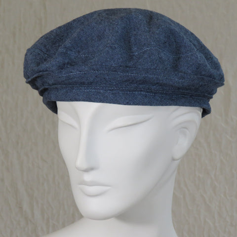 Kabuki Beret, Blue Linen, Size Medium Large