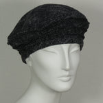 Kabuki Beret, Charcoal Tweed Cotton Flannel, Size Large