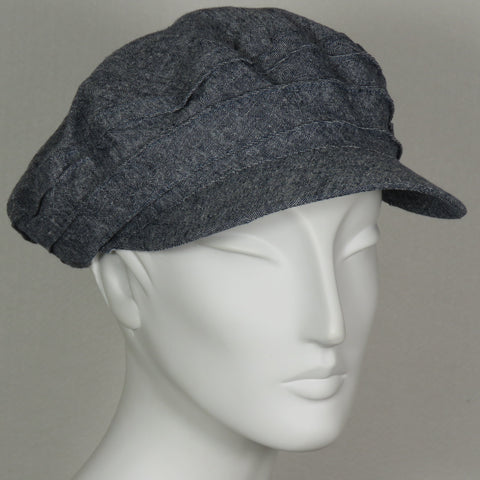 Taxi Cap, Cotton/Linen Blend, Denim, Size Large
