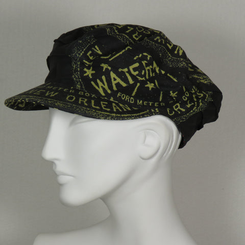 Meter Cap, Gold on Black Cotton, Size Large