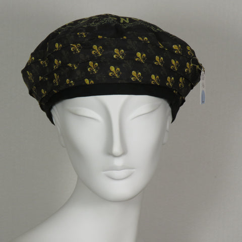 Kabuki Meter Beret, Gold on Black Cotton, Size Large