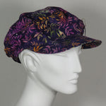 Kabuki Taxi Cap, Purple Batik Print, Size Medium/Large