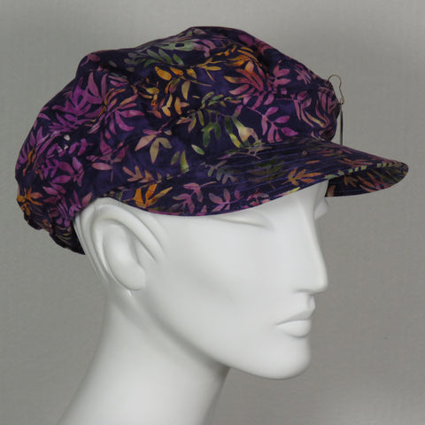 Kabuki Taxi Cap, Purple Batik Print, Size Medium/Large