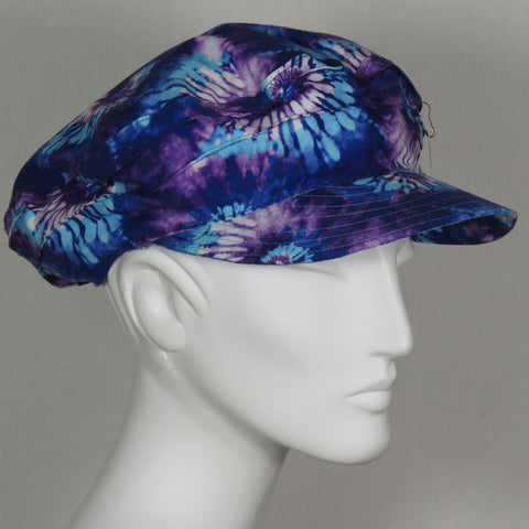 Kabuki Taxi Cap, Purple/Blue Tie-Dye Print, Size Extra Large