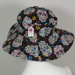 Sunbrero with Floppy Brim, Sugar Skulls Print, Size Medium