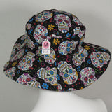 Sunbrero with Floppy Brim, Sugar Skulls Print, Size Medium