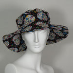 Sunbrero with Floppy Brim, Sugar Skulls Print, Size Medium