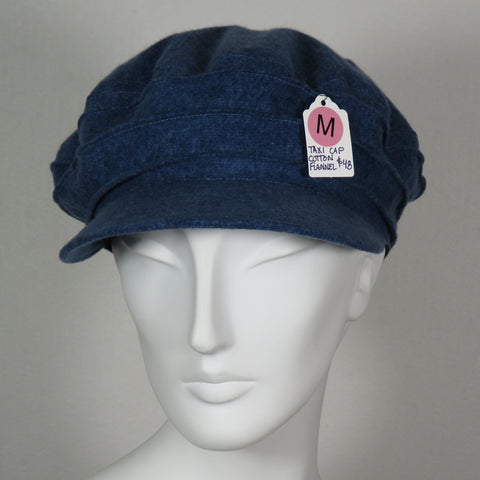 Cotton Flannel Taxi Cap, Blue, Size Medium