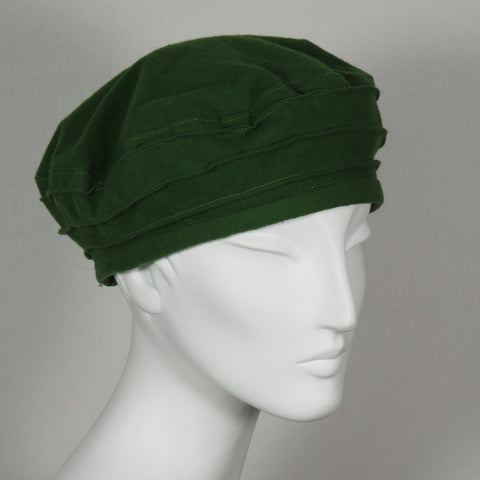 Cotton Beret, Green Flannel, Size Large