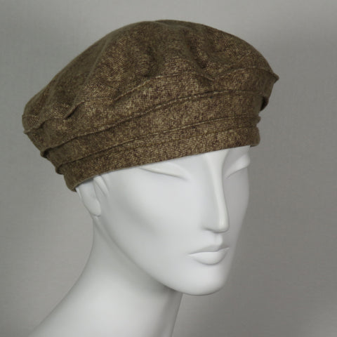 Cotton Beret,  Brownish Flannel, Size Small