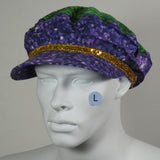 Taxi Cap, Cotton Print, Gold Trim, Size Large