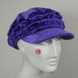 Taxi Cap, Purple Embossed Velvet, Size Medium