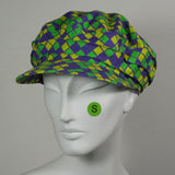 Taxi Cap, Purple, Green and Gold Print