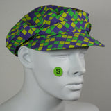 Taxi Cap, Purple, Green and Gold Print