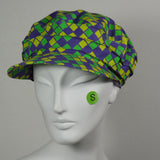 Taxi Cap, Purple, Green and Gold Print