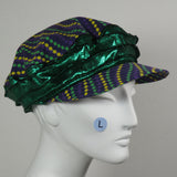 Taxi Cap, Cotton Print and Foil Velvet, Size Large