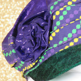 Taxi Cap, Purple and Green Foil Velvet and Beads, Size Medium