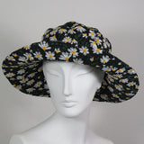 Sunbrero, Embroidered Flowers on Black, Size Medium