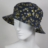 Soiree, Gold Flowers on Blue, Size Medium