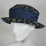 Soiree, Gold Flowers on Blue and Denim, Size Medium
