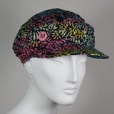 Taxi Cap, Floral Batik on Black, Size Medium