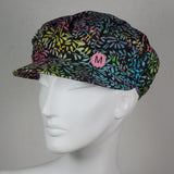 Taxi Cap, Floral Batik on Black, Size Medium