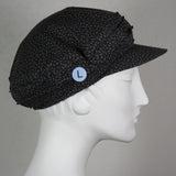 Taxi Cap, Grey Leaves on Black, Size Large