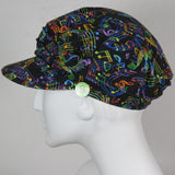 Taxi Cap, Music Notes on Black, Size Small