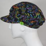 Taxi Cap, Music Notes on Black, Size Small