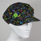 Taxi Cap, Music Notes on Black, Size Small