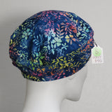 Cotton Beret, Batik on Blue, Size Small