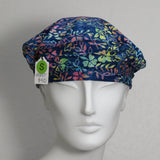 Cotton Beret, Batik on Blue, Size Small