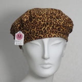 Cotton Beret, Leopard Print on Cotton, Size Medium