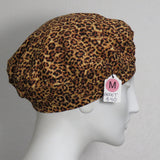 Cotton Beret, Leopard Print on Cotton, Size Medium