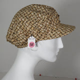 Taxi Cap, Straw Print, Size Medium