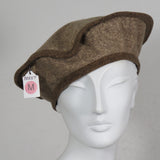 Flannel Beret, Two-Tone Brown, Larger Top, Size Medium